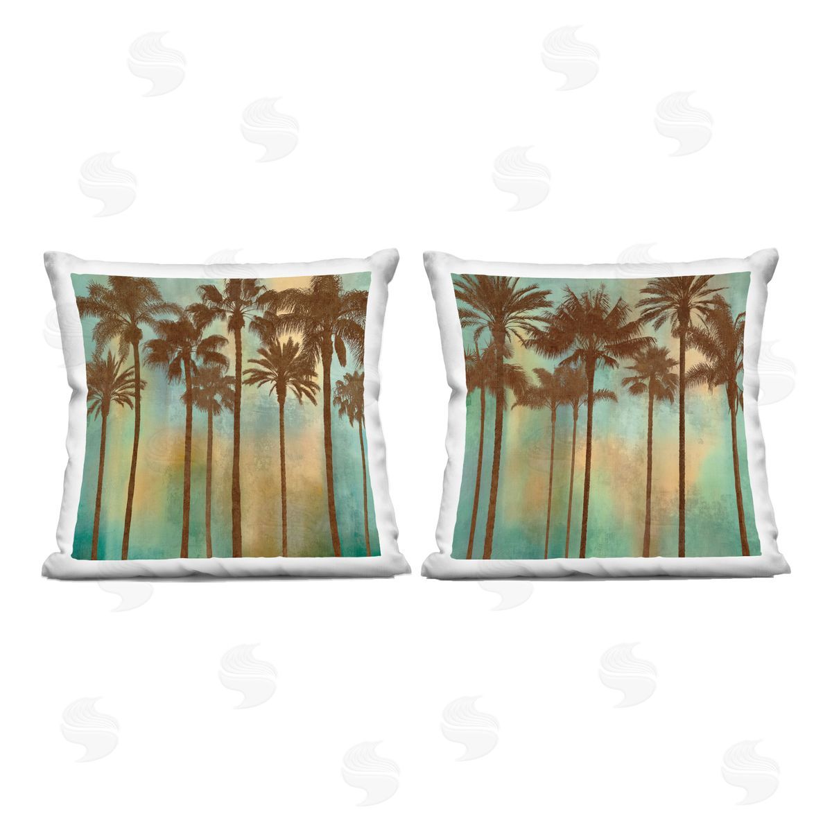 John Seba Palms on Blue & Orange Printed Plush Polyester Throw Pillow