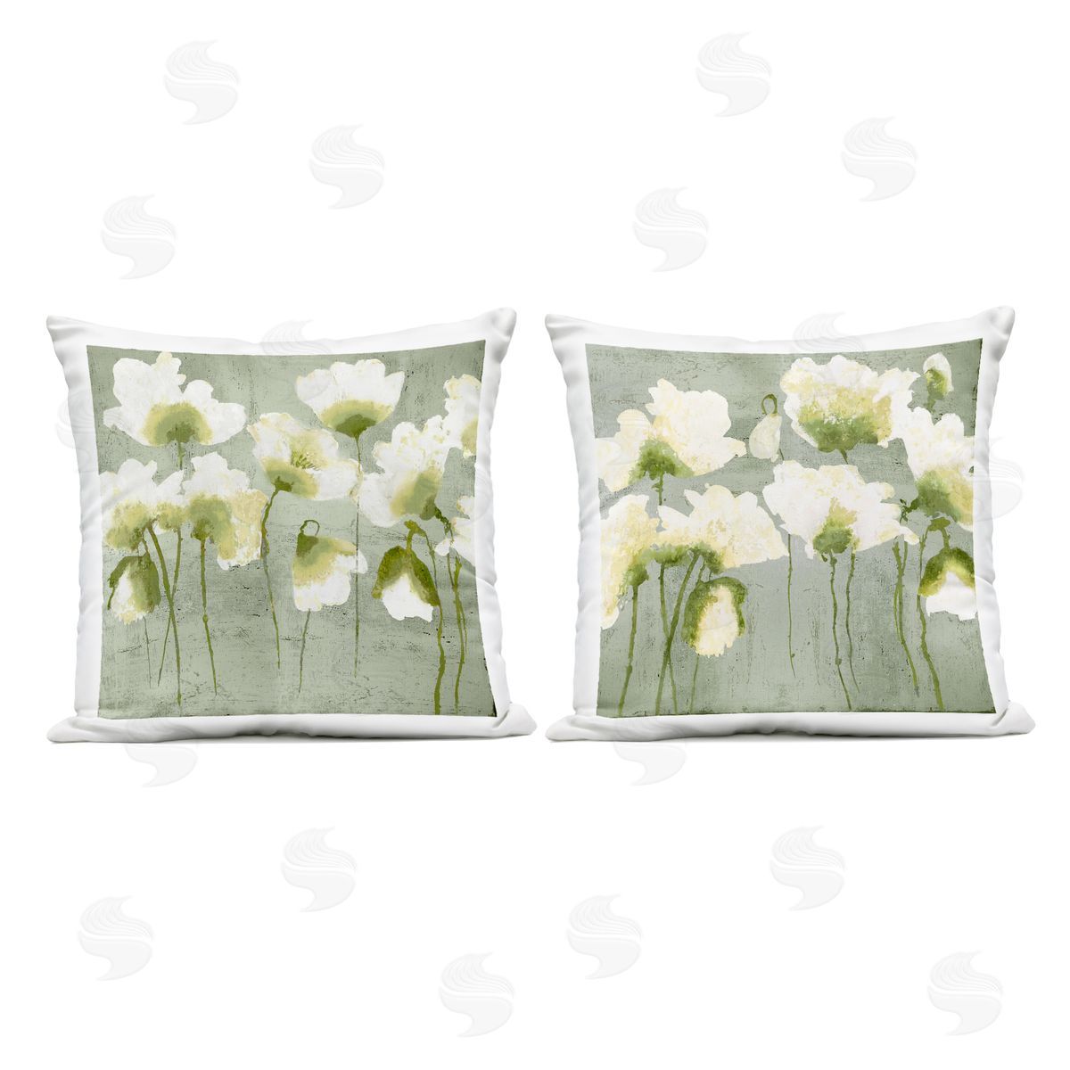 Vanessa Austin Charming White Blooms Outdoor Quick-Dry Polyester Printed Throw Pillow