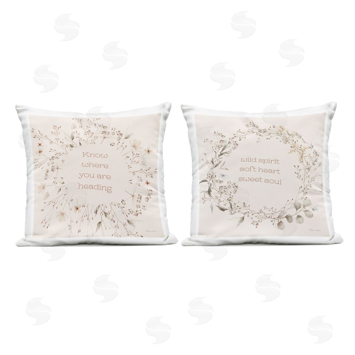 Sara Baker Inspiring Soft Wreaths with Phrases Outdoor Quick-Dry Polyester Printed Throw Pillow