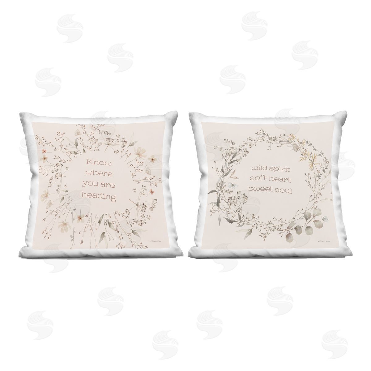 Sara Baker Inspiring Soft Wreaths with Phrases Printed Plush Polyester Throw Pillow