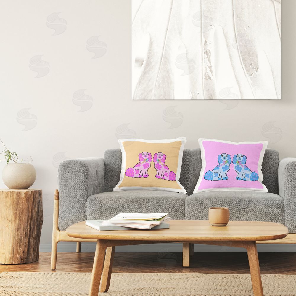 Katie Conley Bright Whimsy Dog Pairs Printed Plush Polyester Throw Pillow On Chair