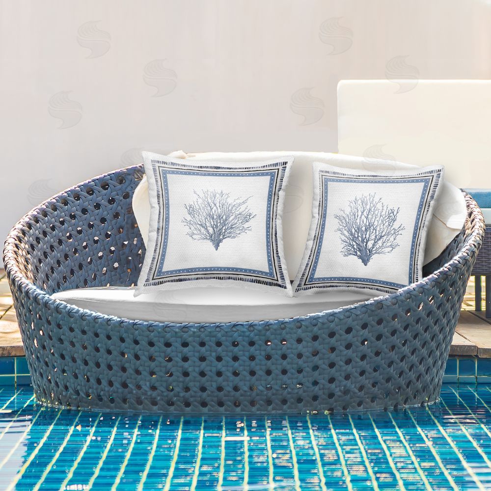Lanie Loreth Maritime Coral Tendrils Outdoor Quick-Dry Polyester Printed Throw Pillow in Back Yard