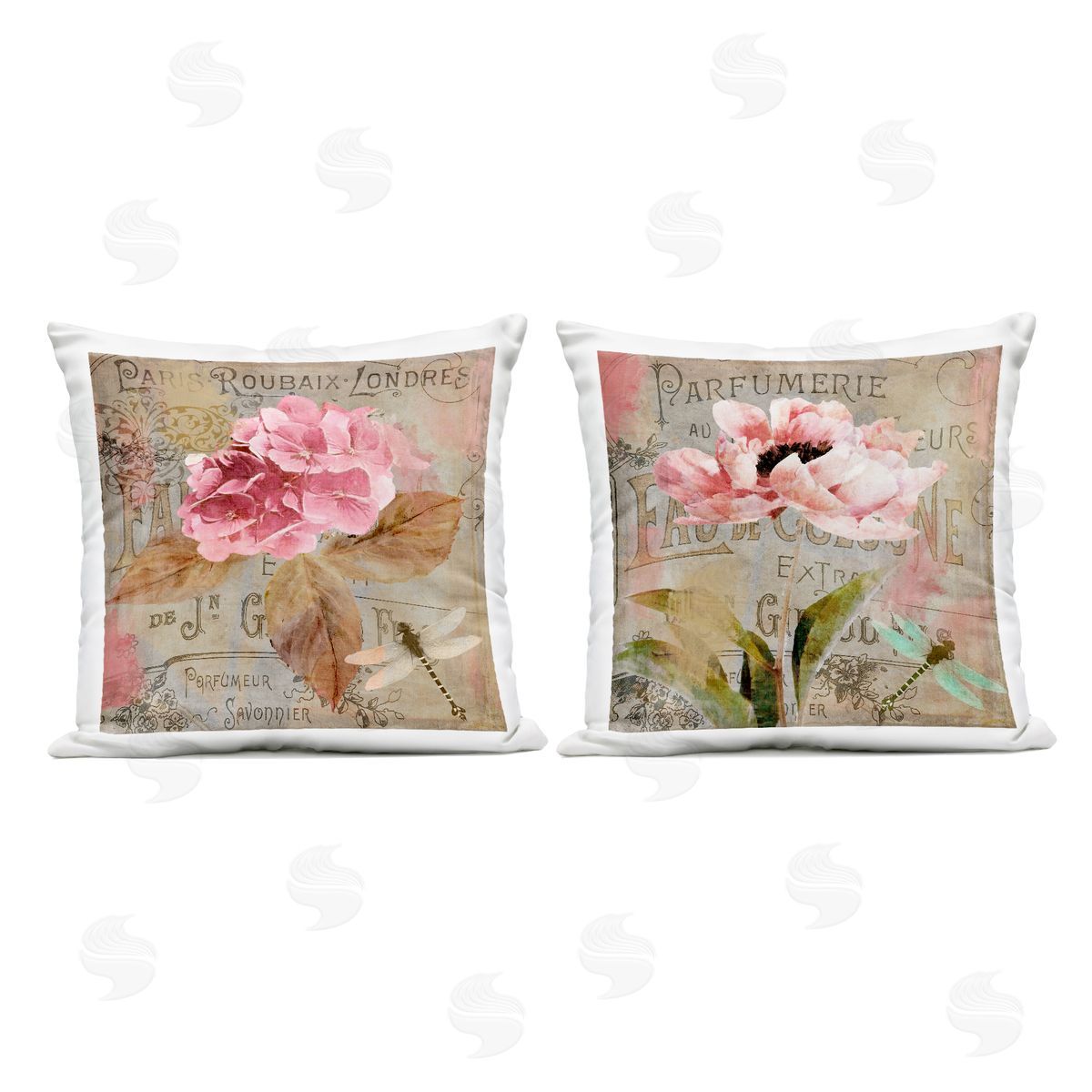 Sasha Vintage Collage French Florals Outdoor Quick-Dry Polyester Printed Throw Pillow