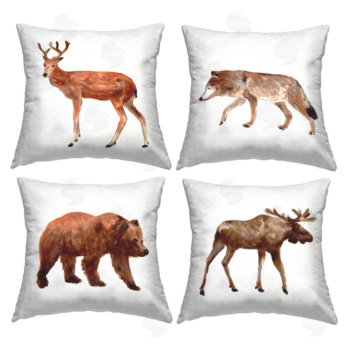 Modern Woodland Animals Outdoor Printed Pillow, Home Decor by June Erica Vess