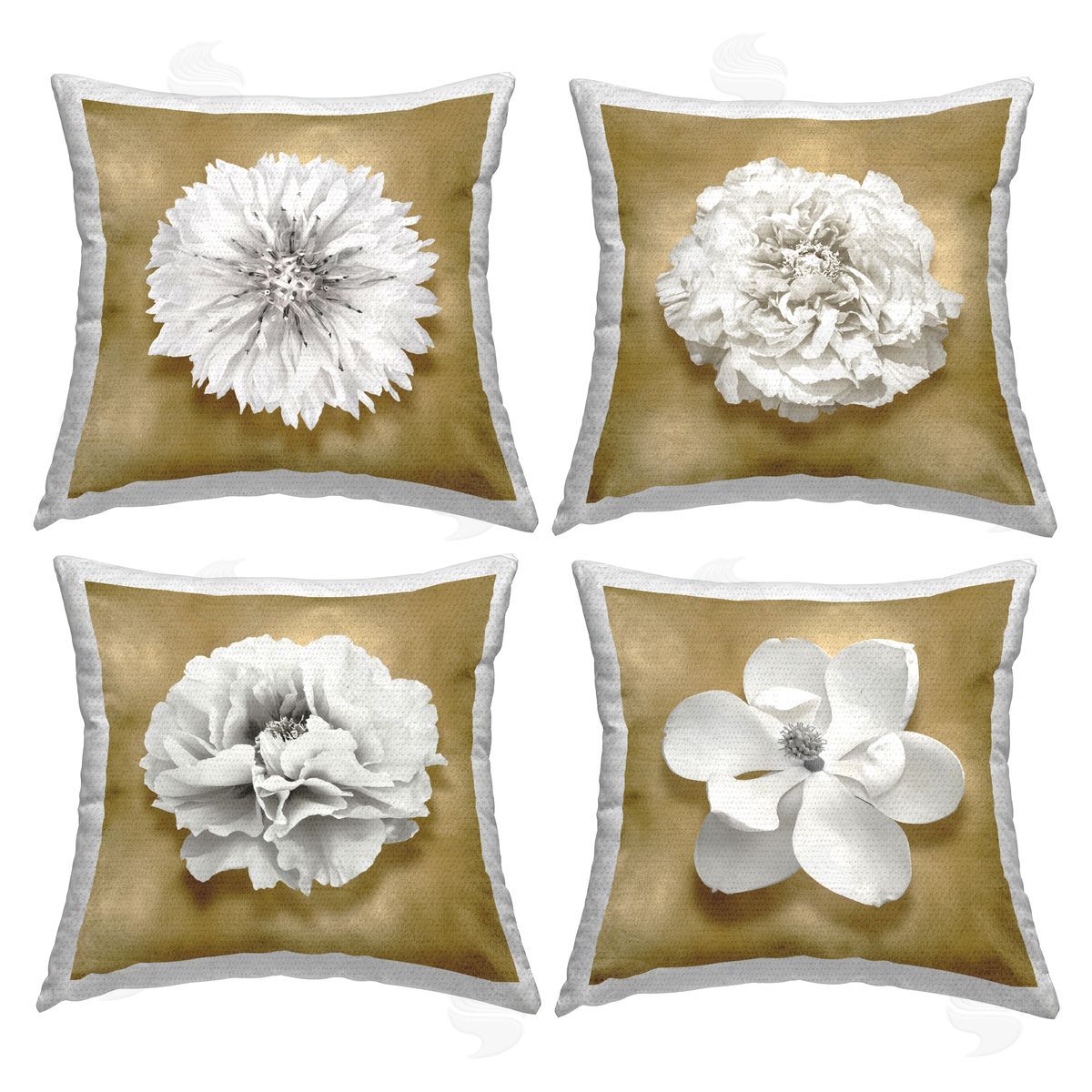 White & Glam Blooms Outdoor Printed Pillow, Home Decor by Caroline Kelly
