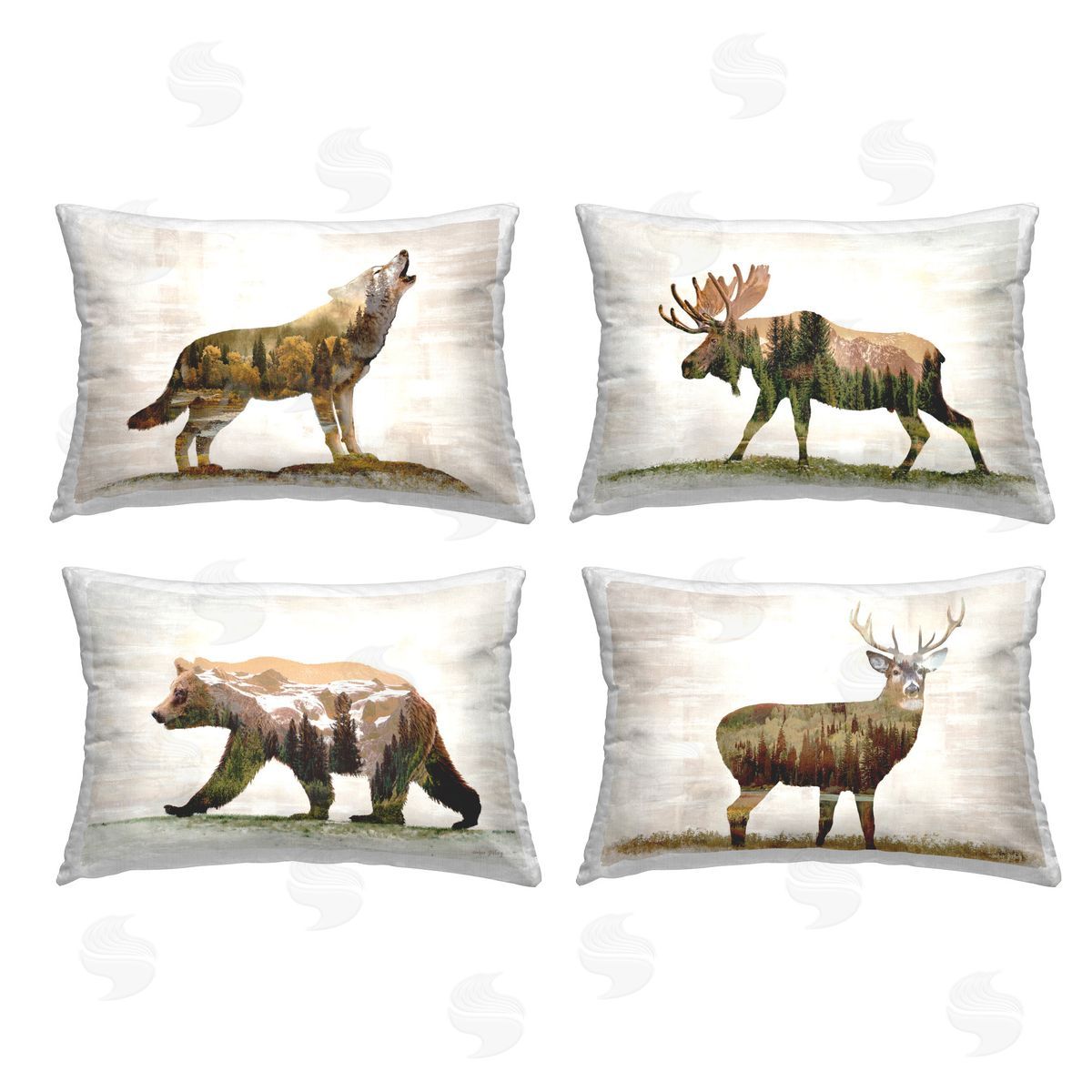 Amber Sterling Woodland Animals Rustic Pattern Printed Plush Polyester Throw Pillow