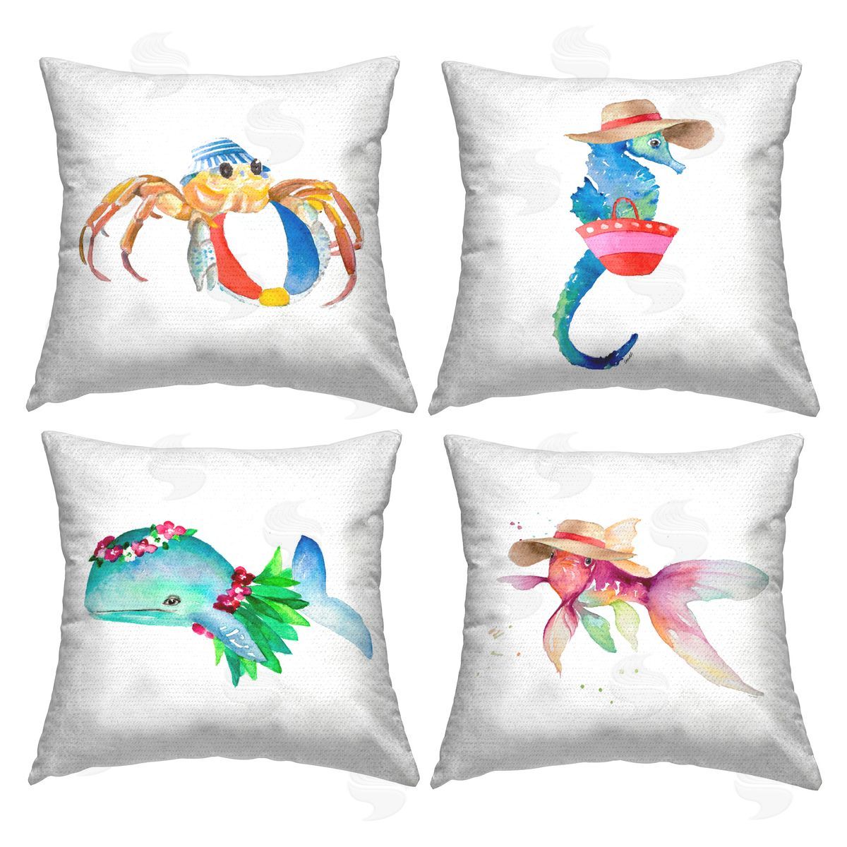 Lanie Loreth Summer Beach Animals Outdoor Quick-Dry Polyester Printed Throw Pillow