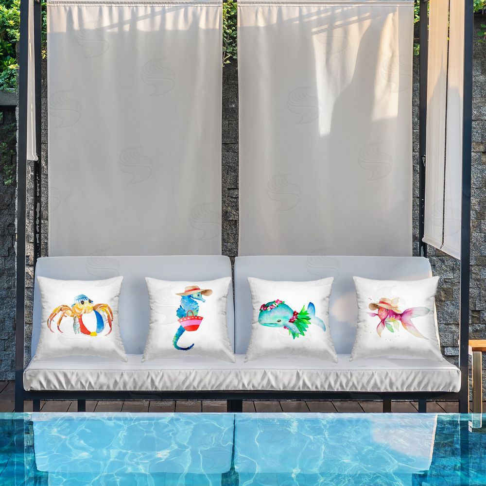Lanie Loreth Summer Beach Animals Outdoor Quick-Dry Polyester Printed Throw Pillow in Back Yard