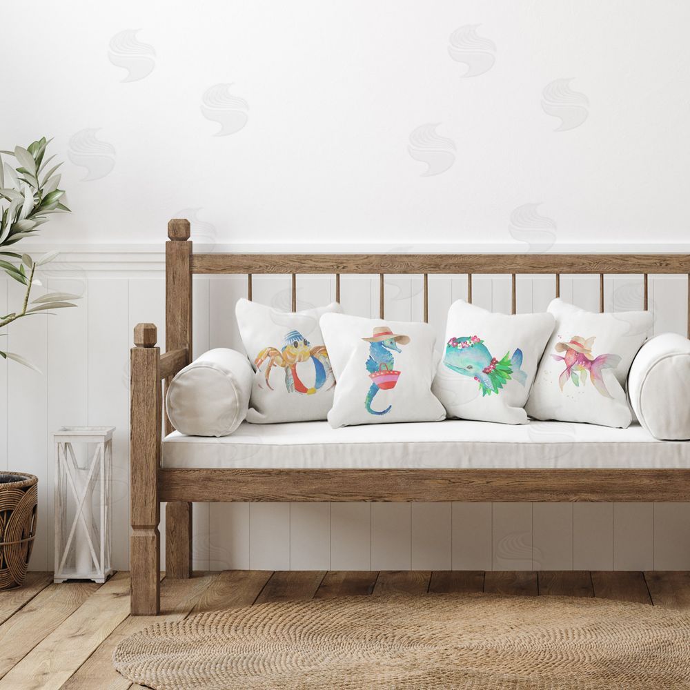 Lanie Loreth Summer Beach Animals Printed Plush Polyester Throw Pillow On Chair
