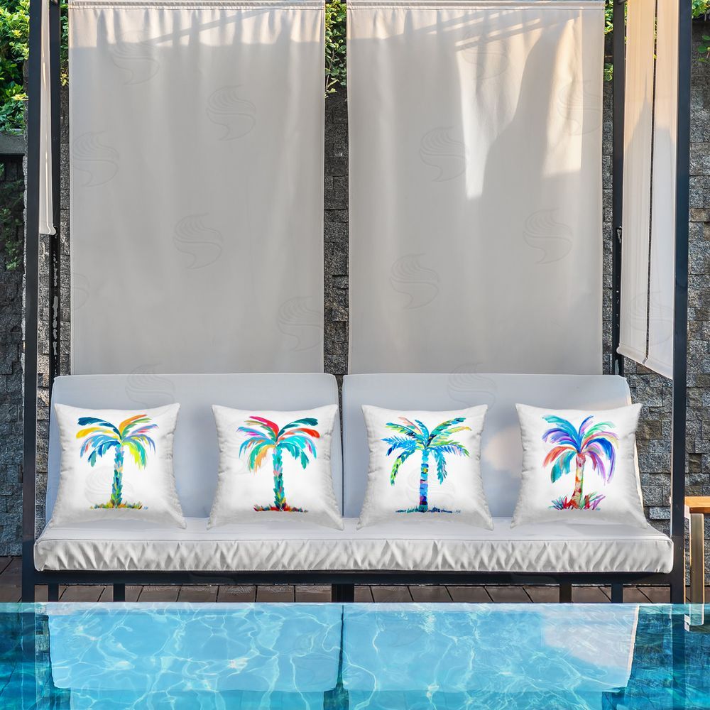 Kathy Mansfield Vivid Palm Tree Branches Outdoor Quick-Dry Polyester Printed Throw Pillow in Back Yard