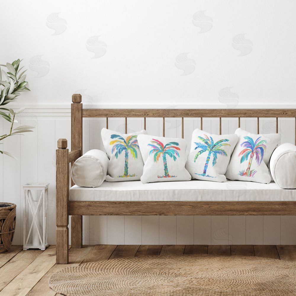 Kathy Mansfield Vivid Palm Tree Branches Printed Plush Polyester Throw Pillow On Chair