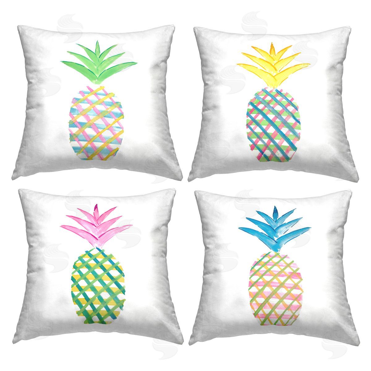 Julie DeRice Plaid Patterned Pineapples Printed Plush Polyester Throw Pillow