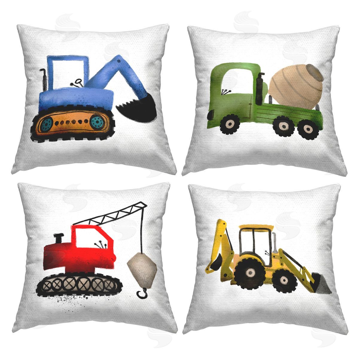 Paul Brent Varied Construction Vehicles Outdoor Quick-Dry Polyester Printed Throw Pillow