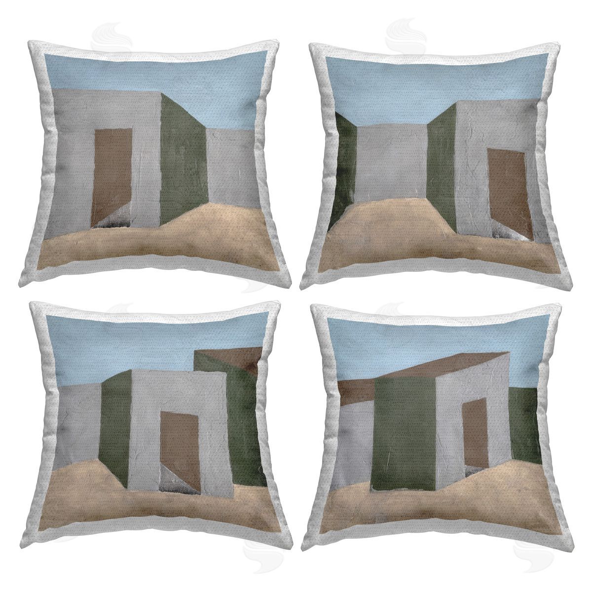 Victoria Barnes Desert Modular Houses Outdoor Quick-Dry Polyester Printed Throw Pillow