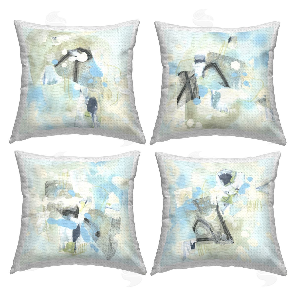 Stupell Studio Abstract with Blue Splatter Outdoor Quick-Dry Polyester Printed Throw Pillow