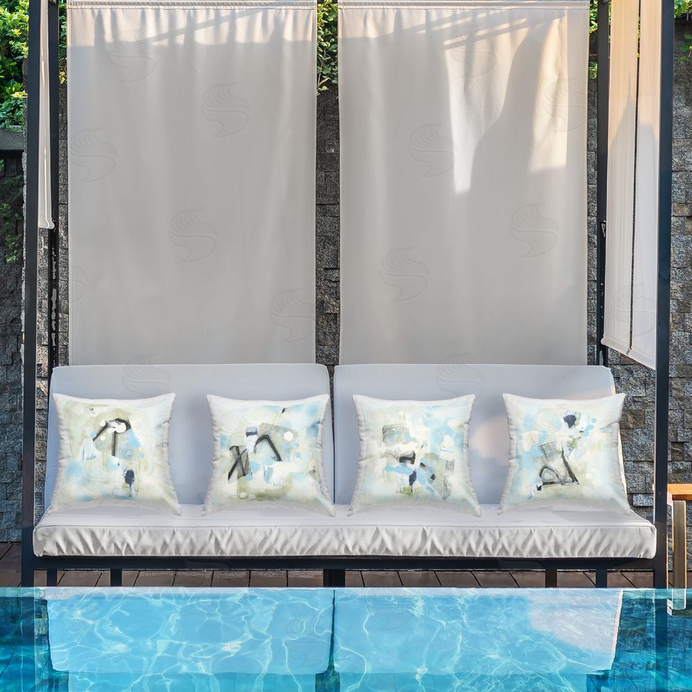 Stupell Studio Abstract with Blue Splatter Outdoor Quick-Dry Polyester Printed Throw Pillow in Back Yard