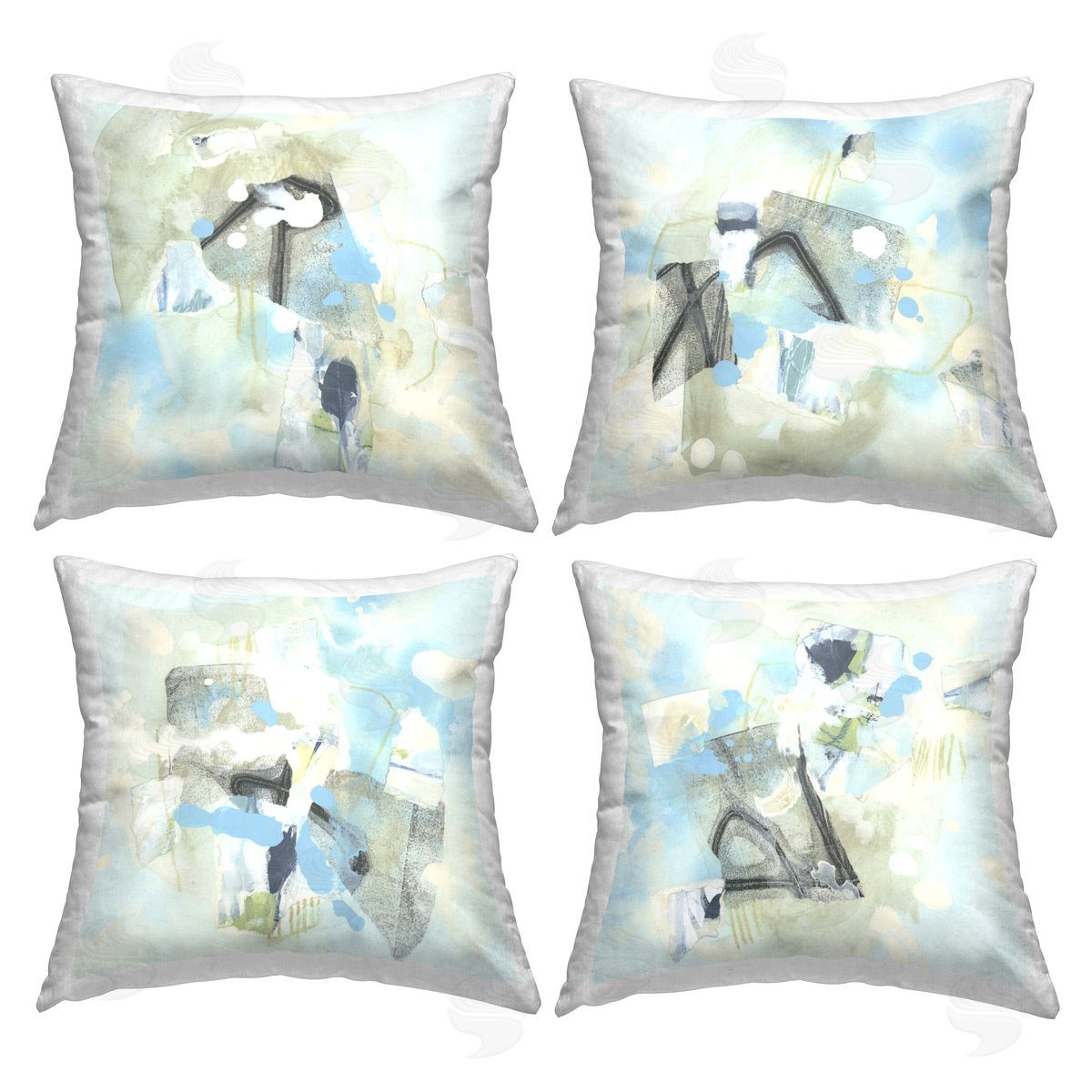 Stupell Studio Abstract with Blue Splatter Printed Plush Polyester Throw Pillow