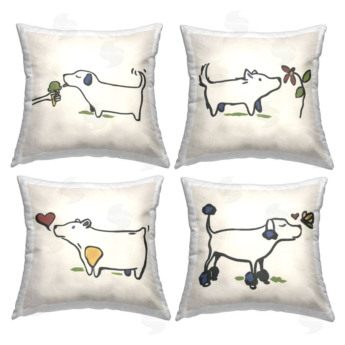 Stupell Studio Happy Doodle Animals Printed Plush Polyester Throw Pillow
