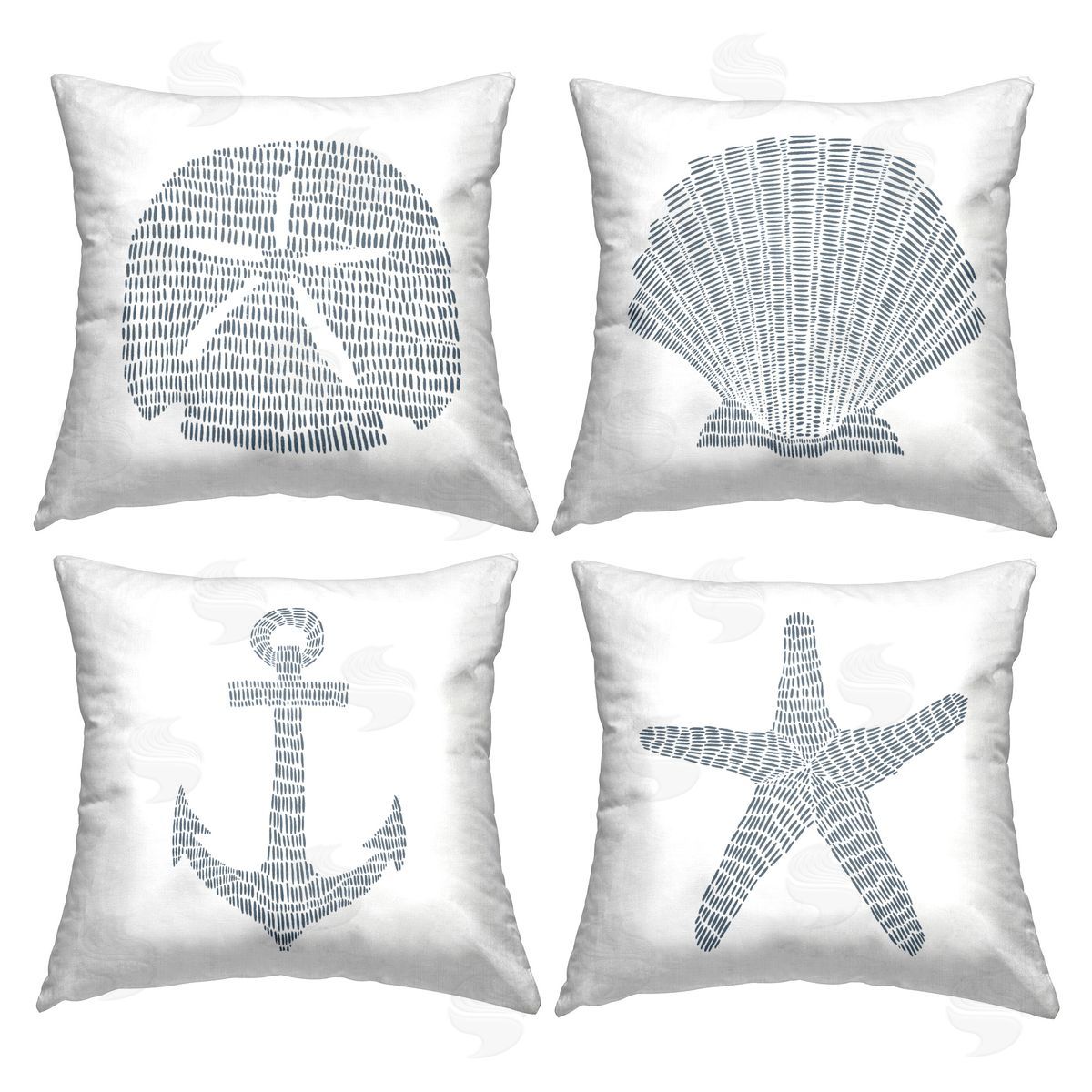 Jetty Home LLC Marine Shells on White Printed Plush Polyester Throw Pillow