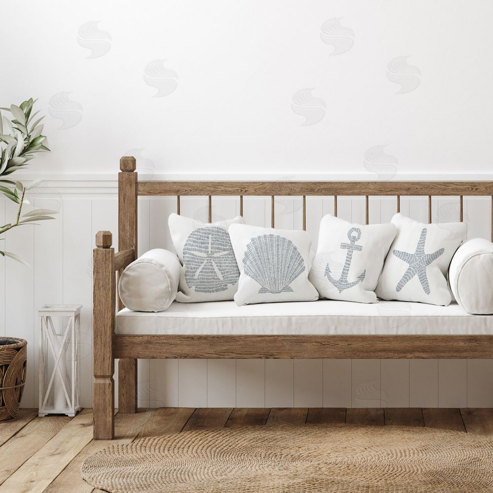 Jetty Home LLC Marine Shells on White Printed Plush Polyester Throw Pillow On Chair