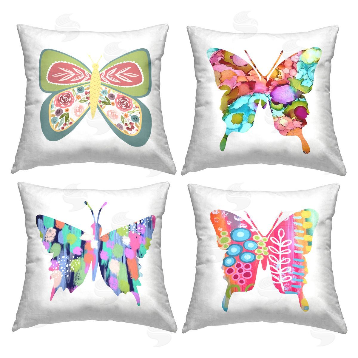 Lisa Nohren Vivid Pattern Butterflies Printed Plush Polyester Throw Pillow