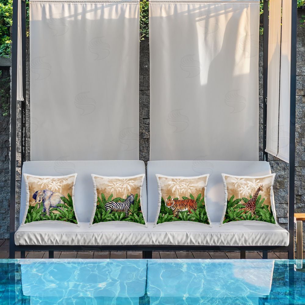 Paul Brent Jungle Life at Sunset Outdoor Quick-Dry Polyester Printed Throw Pillow in Back Yard