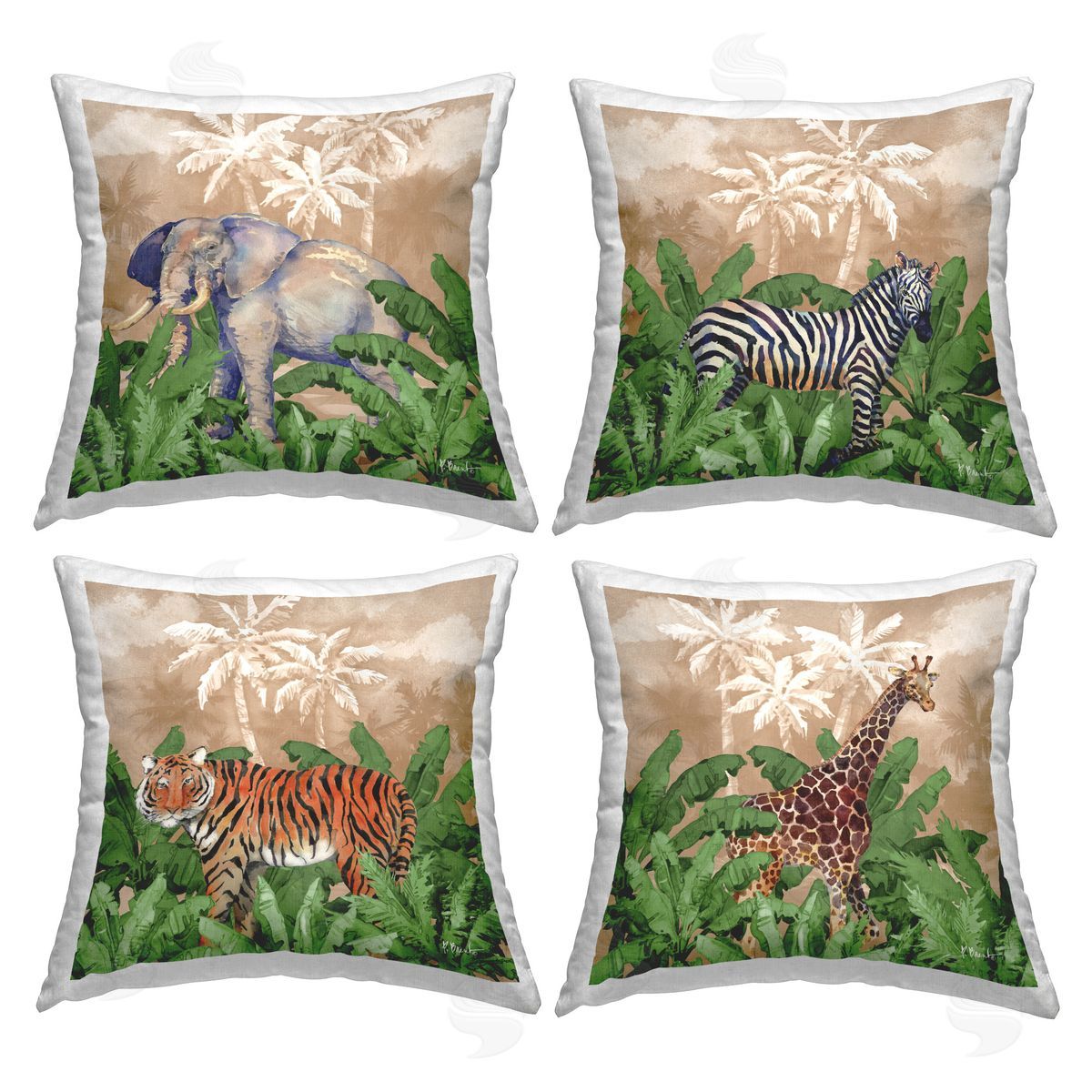 Paul Brent Jungle Life at Sunset Printed Plush Polyester Throw Pillow