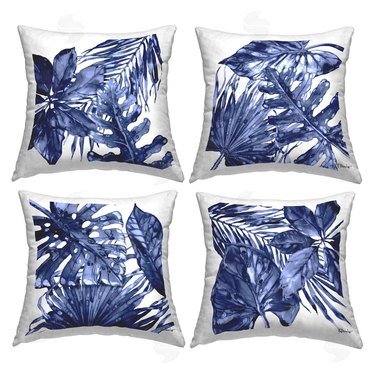 Paul Brent Hued Palm Leaf Fronds Printed Plush Polyester Throw Pillow