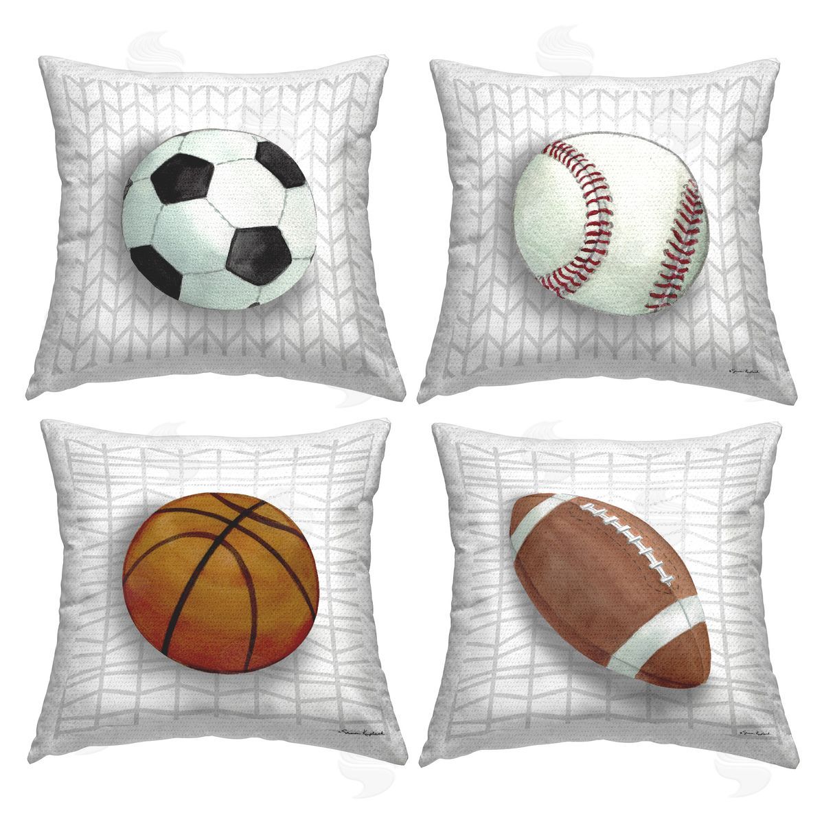 Sharon Kuplack Sports Balls on Geometric Outdoor Quick-Dry Polyester Printed Throw Pillow
