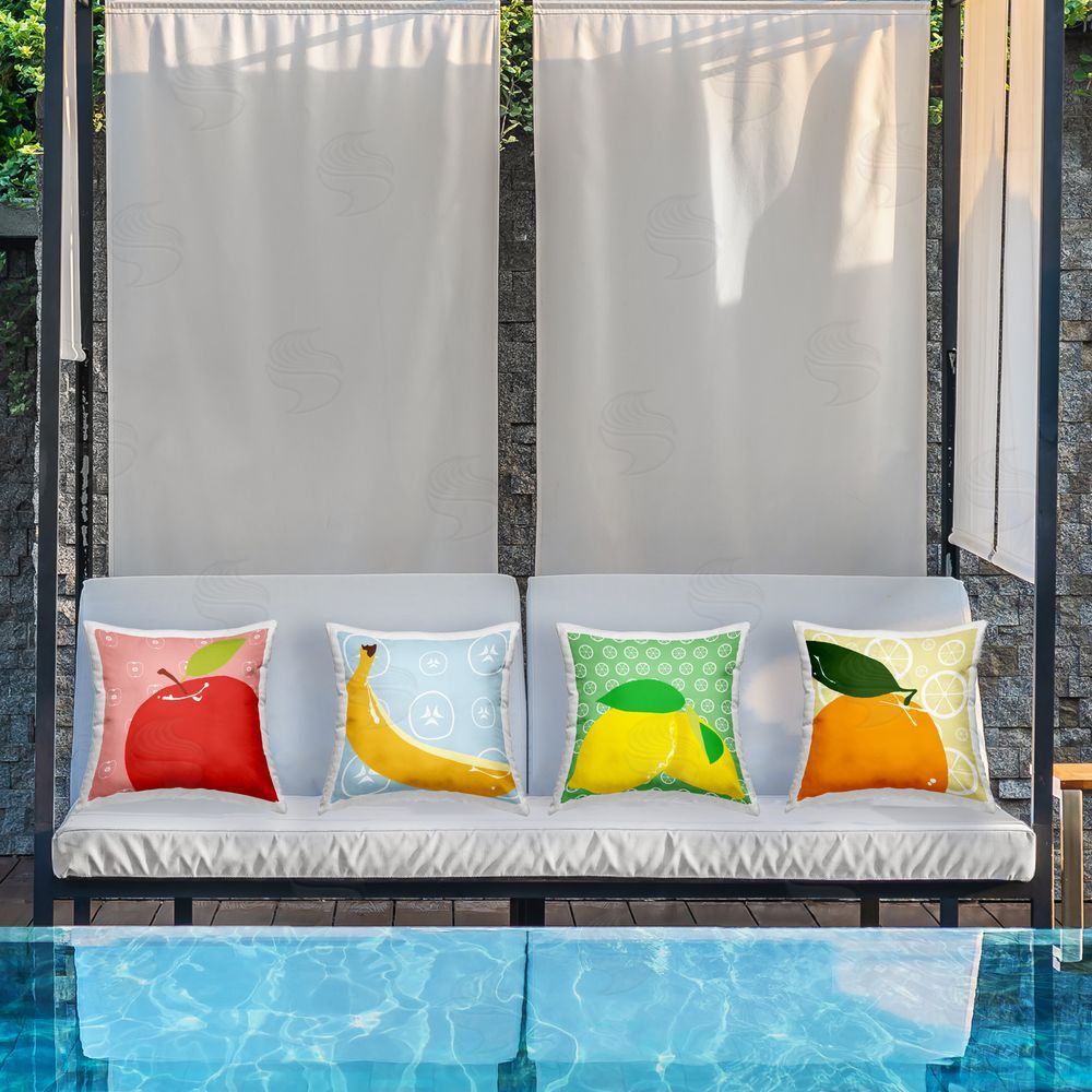 Daniela Santiago Bright Kitchen Fruits Outdoor Quick-Dry Polyester Printed Throw Pillow in Back Yard