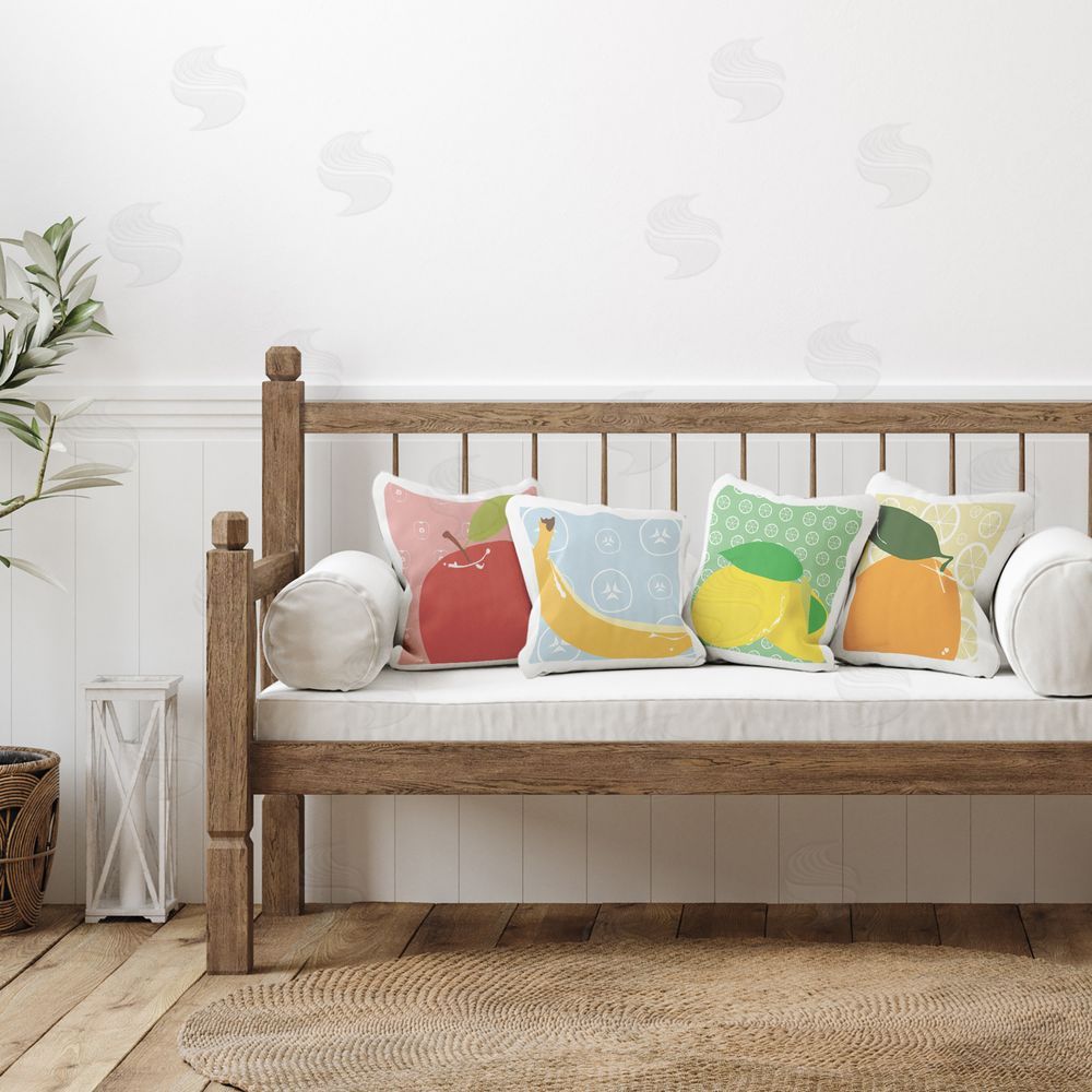 Daniela Santiago Bright Kitchen Fruits Printed Plush Polyester Throw Pillow On Chair