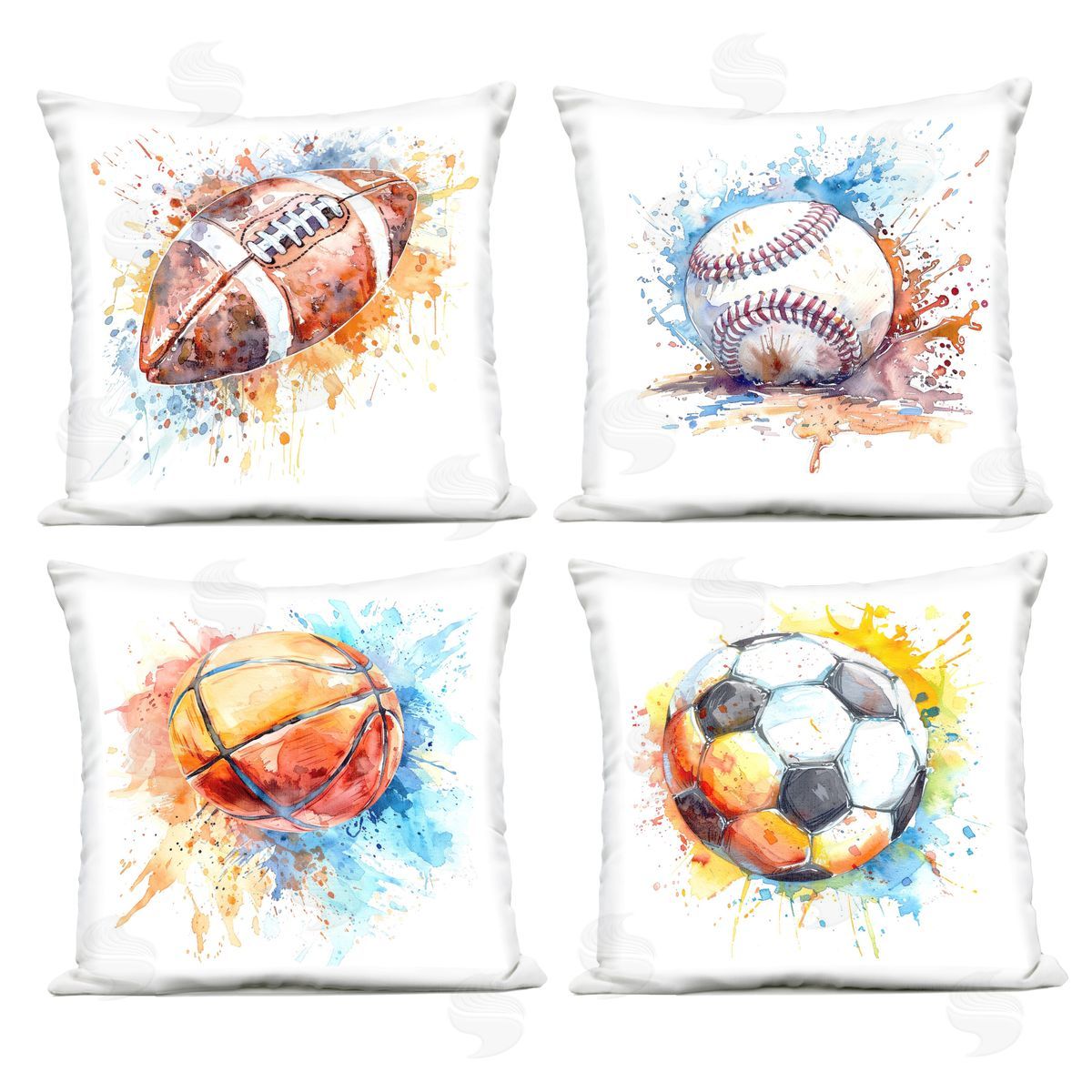 LSR Design Studio Modern Splash Sports Balls Outdoor Quick-Dry Polyester Printed Throw Pillow