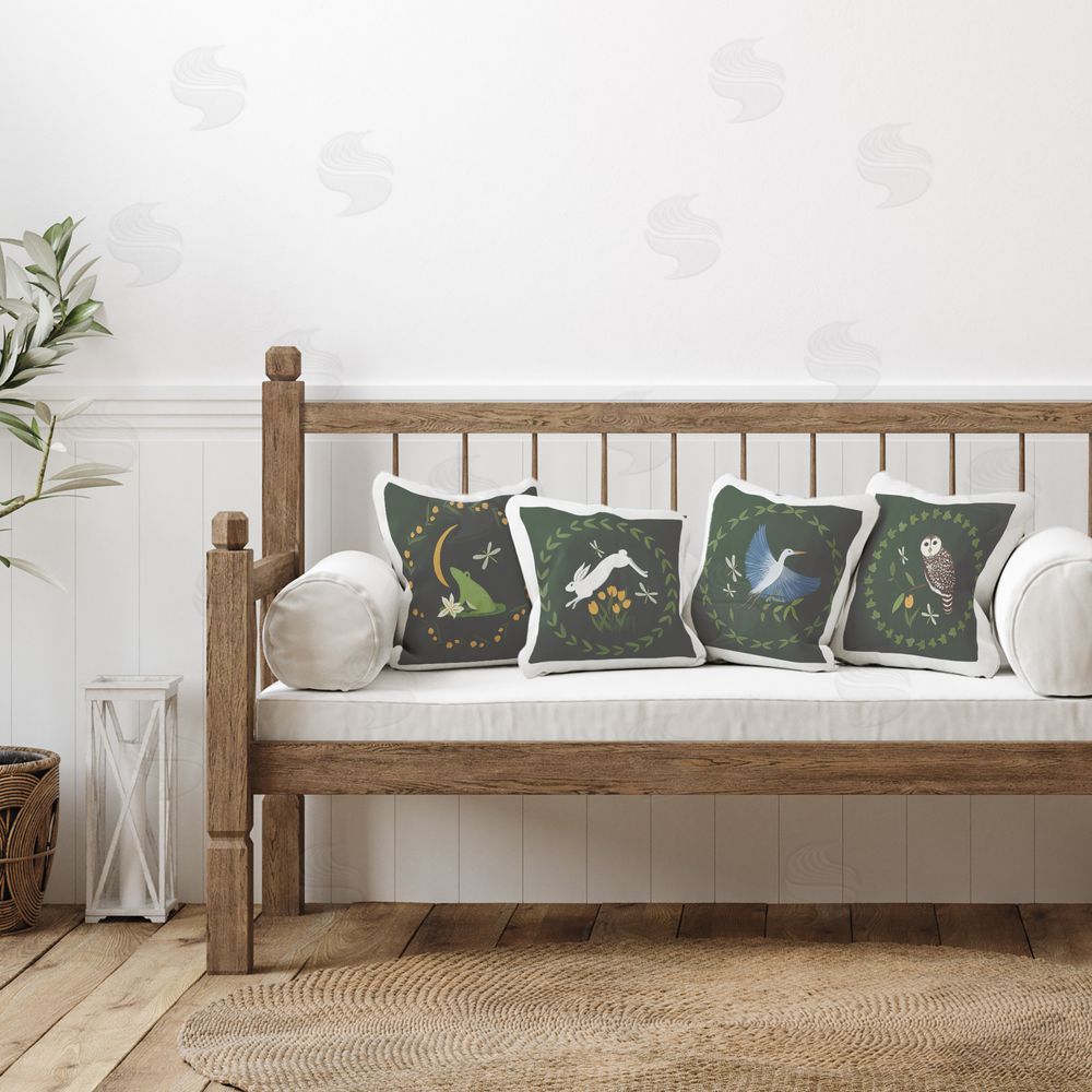 Michelle Ingari Designs Animals with Circular Wreaths Printed Plush Polyester Throw Pillow On Chair