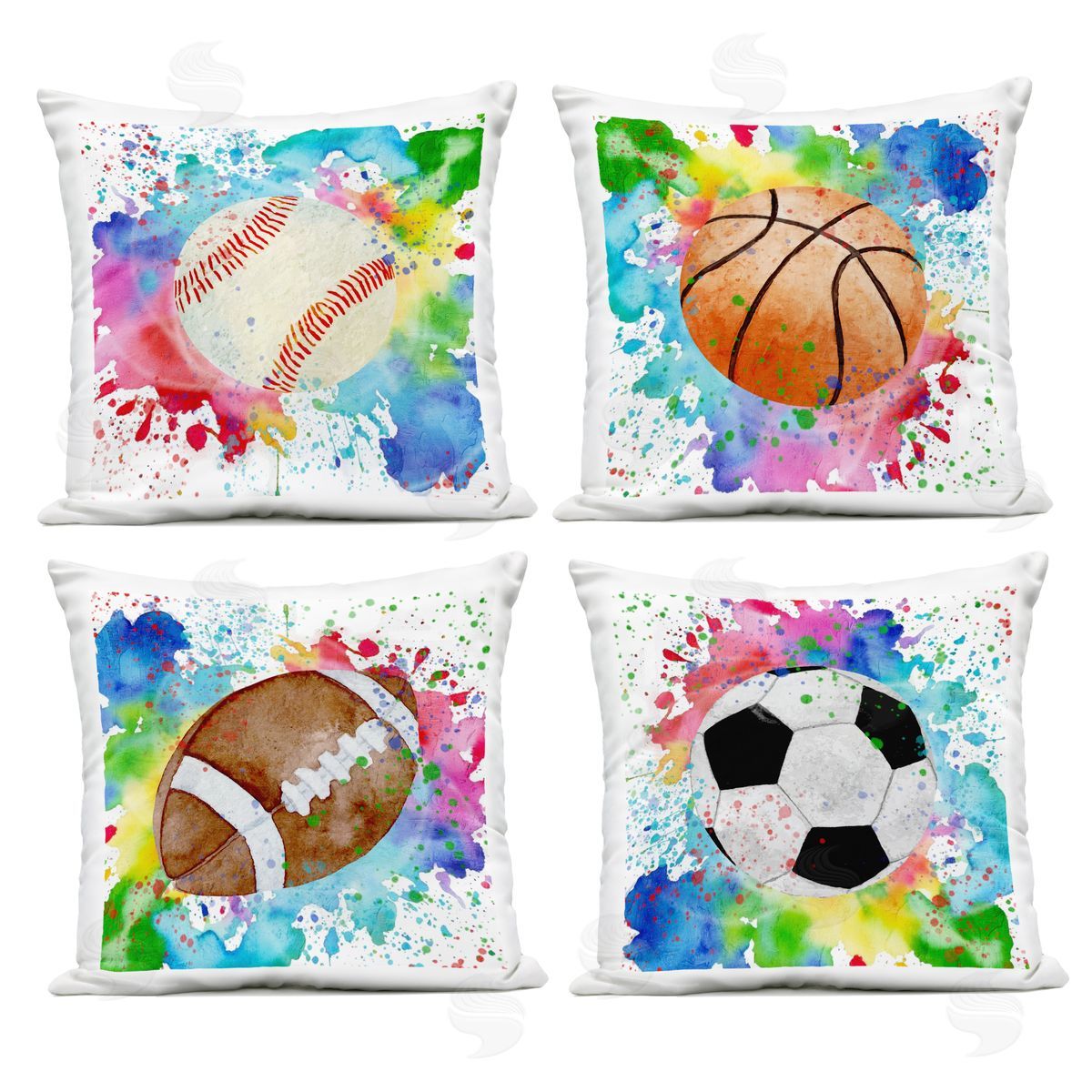 Kim Allen Modern Sports Balls Splash Outdoor Quick-Dry Polyester Printed Throw Pillow