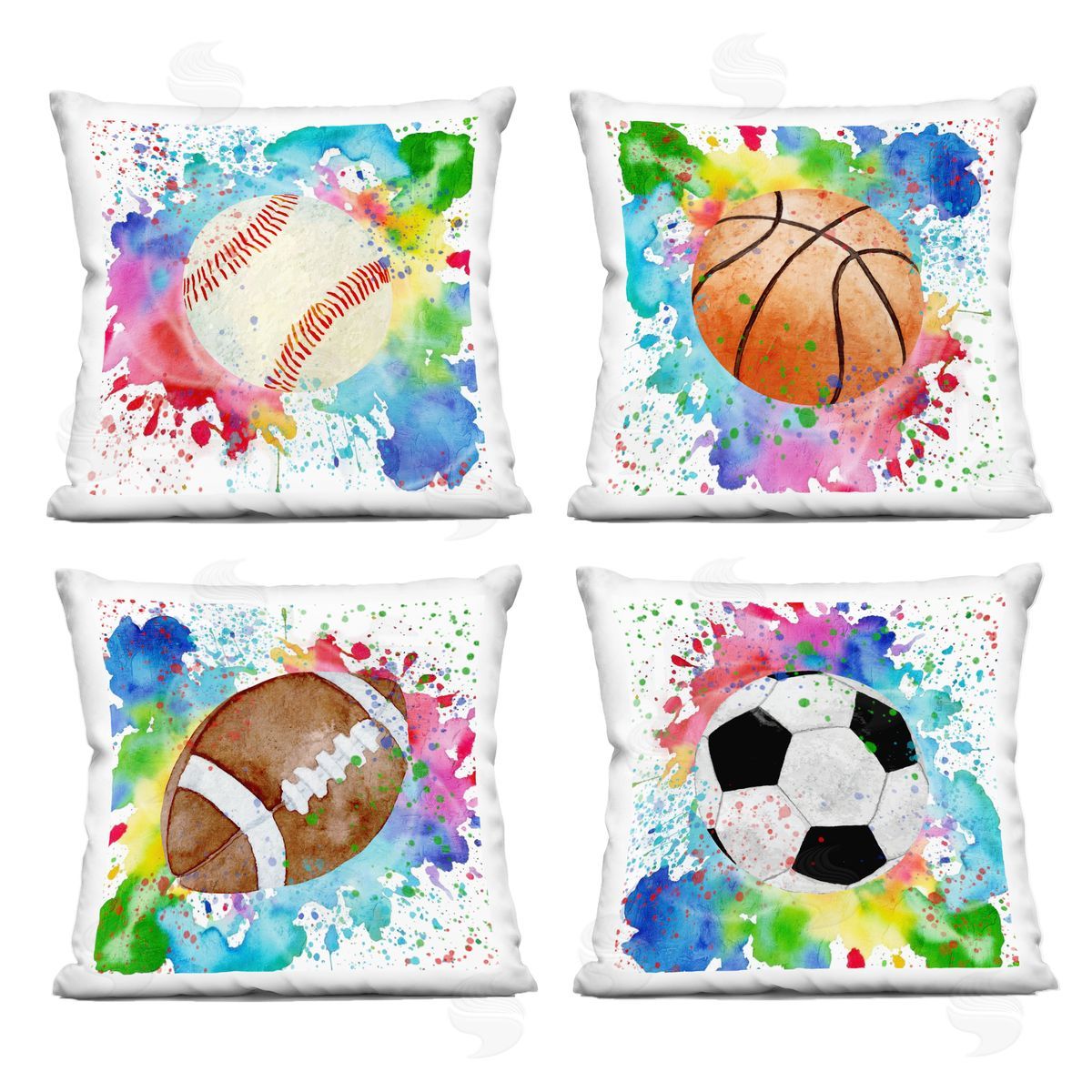 Kim Allen Modern Sports Balls Splash Printed Plush Polyester Throw Pillow
