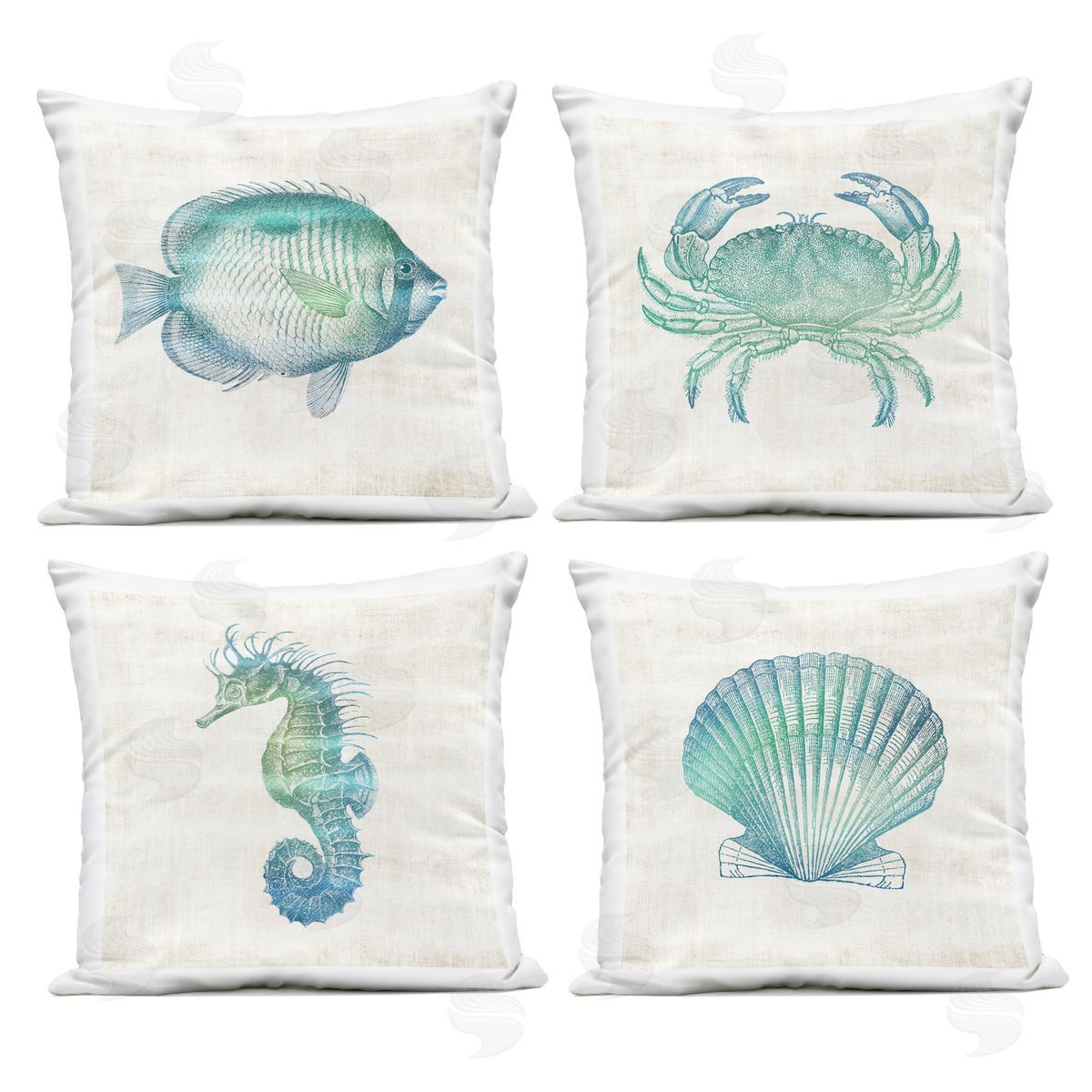 Susan Arnot Aquatic Sea Life Impressions Outdoor Quick-Dry Polyester Printed Throw Pillow