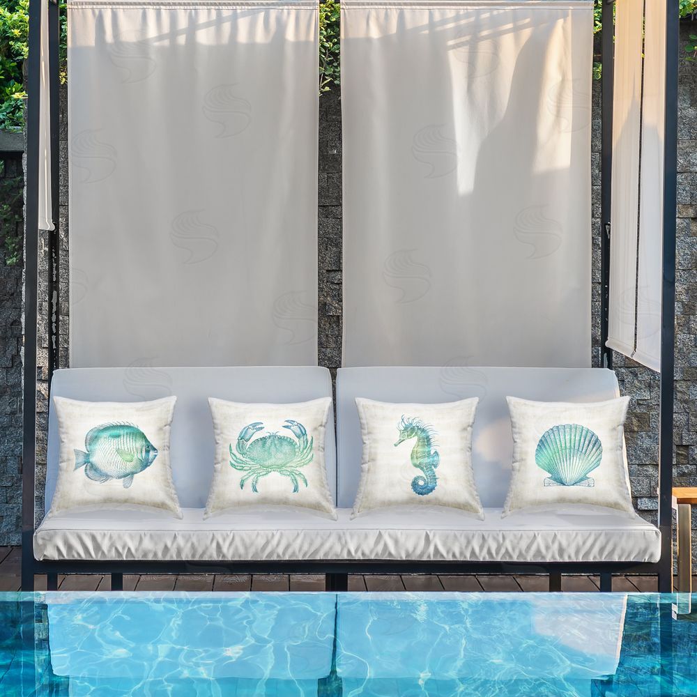 Susan Arnot Aquatic Sea Life Impressions Outdoor Quick-Dry Polyester Printed Throw Pillow in Back Yard