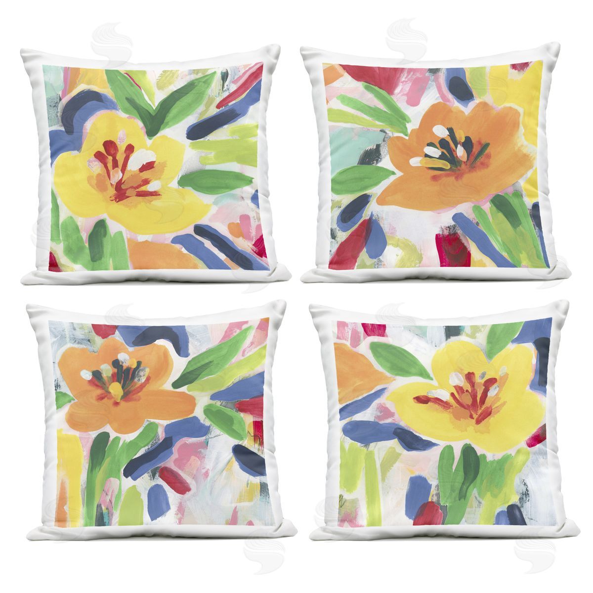 June Erica Vess Fresh Vivid Blossoms Outdoor Quick-Dry Polyester Printed Throw Pillow