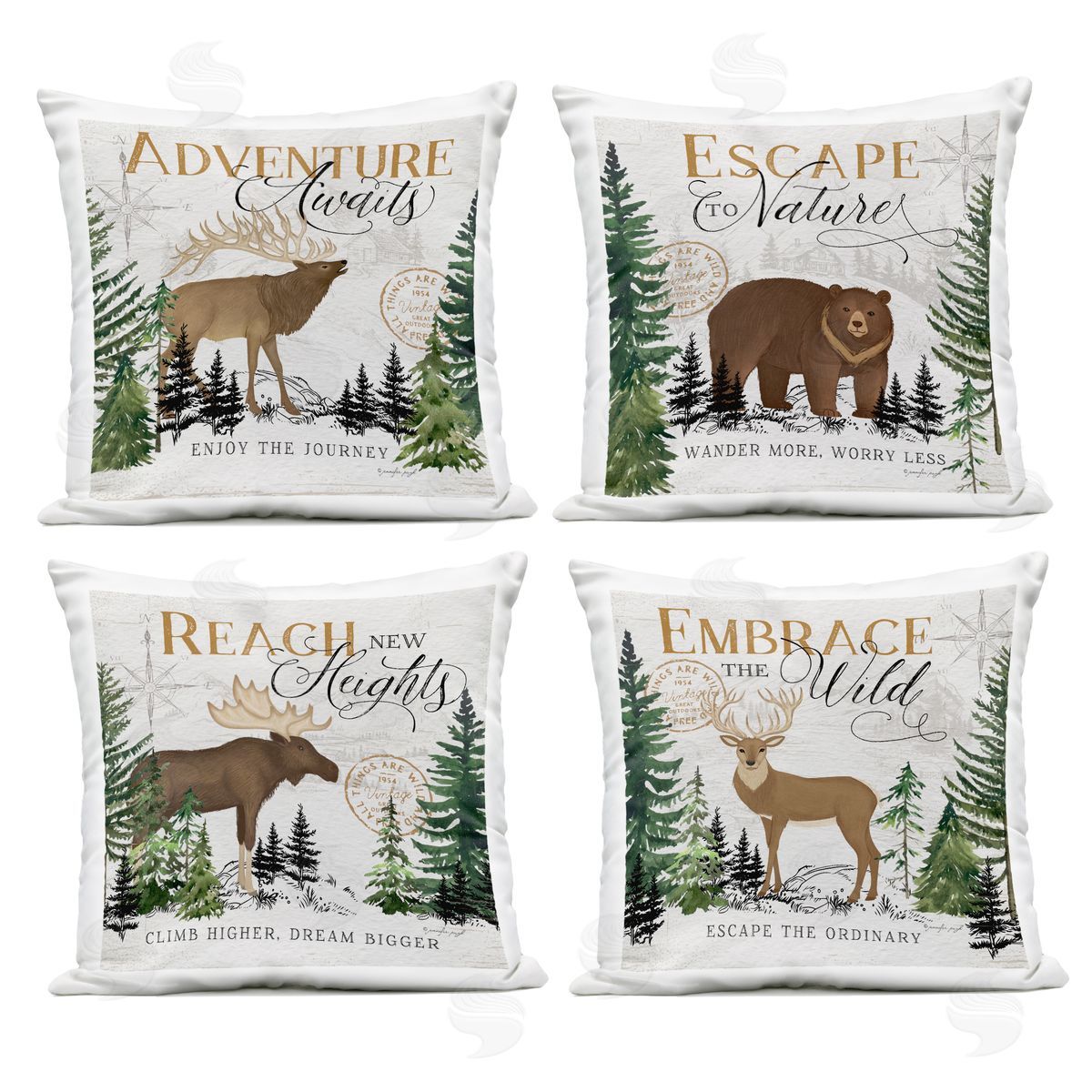 Jennifer Pugh Ivory Pines Adventure Sayings Plush Polyester Art Print Pillow