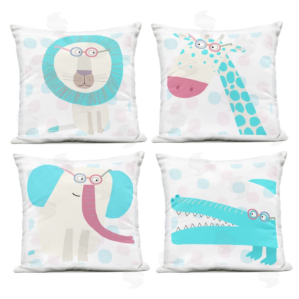 Carla Daly Electric Blue Wild Animals Outdoor Printed Throw Pillow