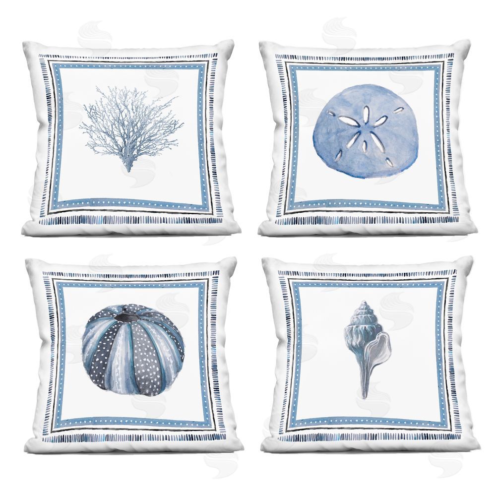 Lanie Loreth Teal Coastal Borders Printed Throw Pillow