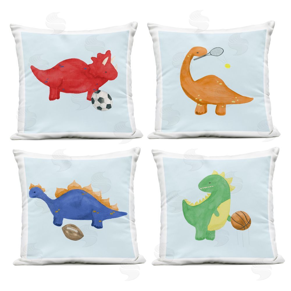 Lucille Price Baby Dinos Playing Sports Outdoor Printed Throw Pillow