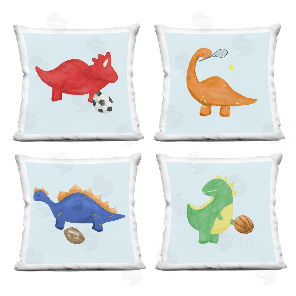 Lucille Price Baby Dinos Playing Sports Printed Throw Pillow