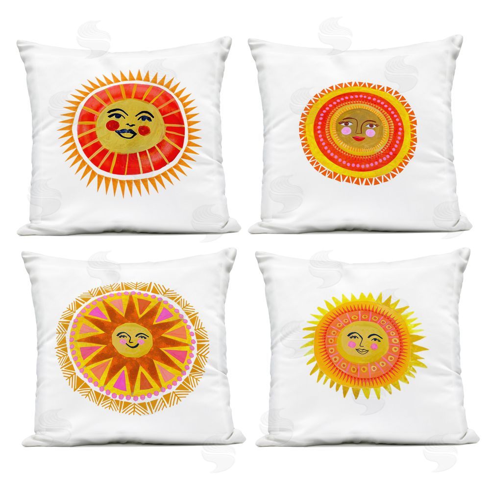 Katherine Herrell Studio Warm Happy Suns Outdoor Square Printed Throw Pillow