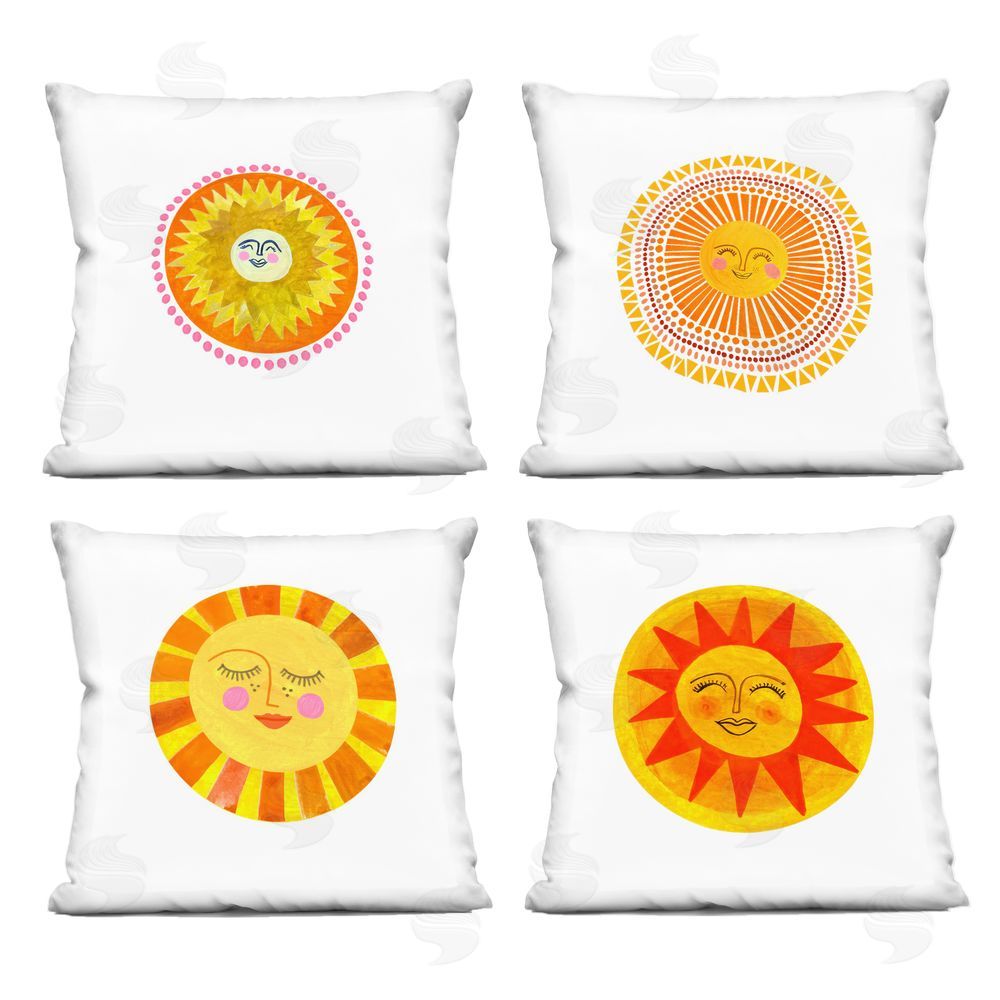 Katherine Herrell Studio Whimsical Smiling Suns Square Printed Throw Pillow