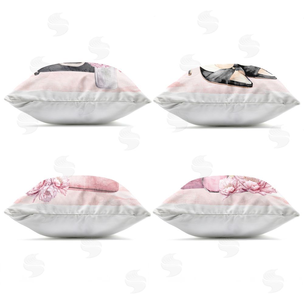 Kim Allen Rosy Glam Time Outdoor Quick-Dry Polyester Square Throw Pillow Zipper Detail