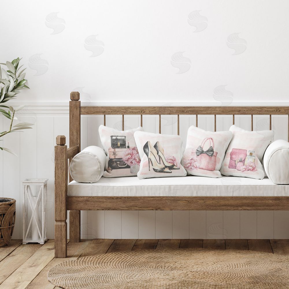 Kim Allen Rosy Glam Time Plush Polyester Printed Square Pillow Set in Room