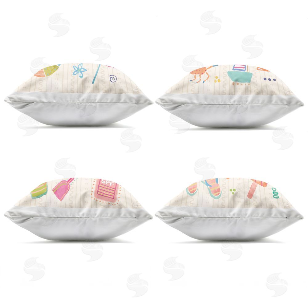 Dina June Beach & Boats Collection Outdoor Square Printed Throw Pillow Side View with Zipper Detail