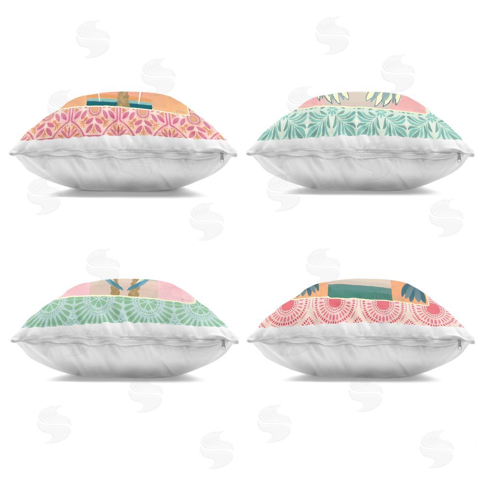 Yvette St. Amant Patterned Twin Bird Symmetry Indoor Plush Polyester Square Throw Pillow Zipper Detail