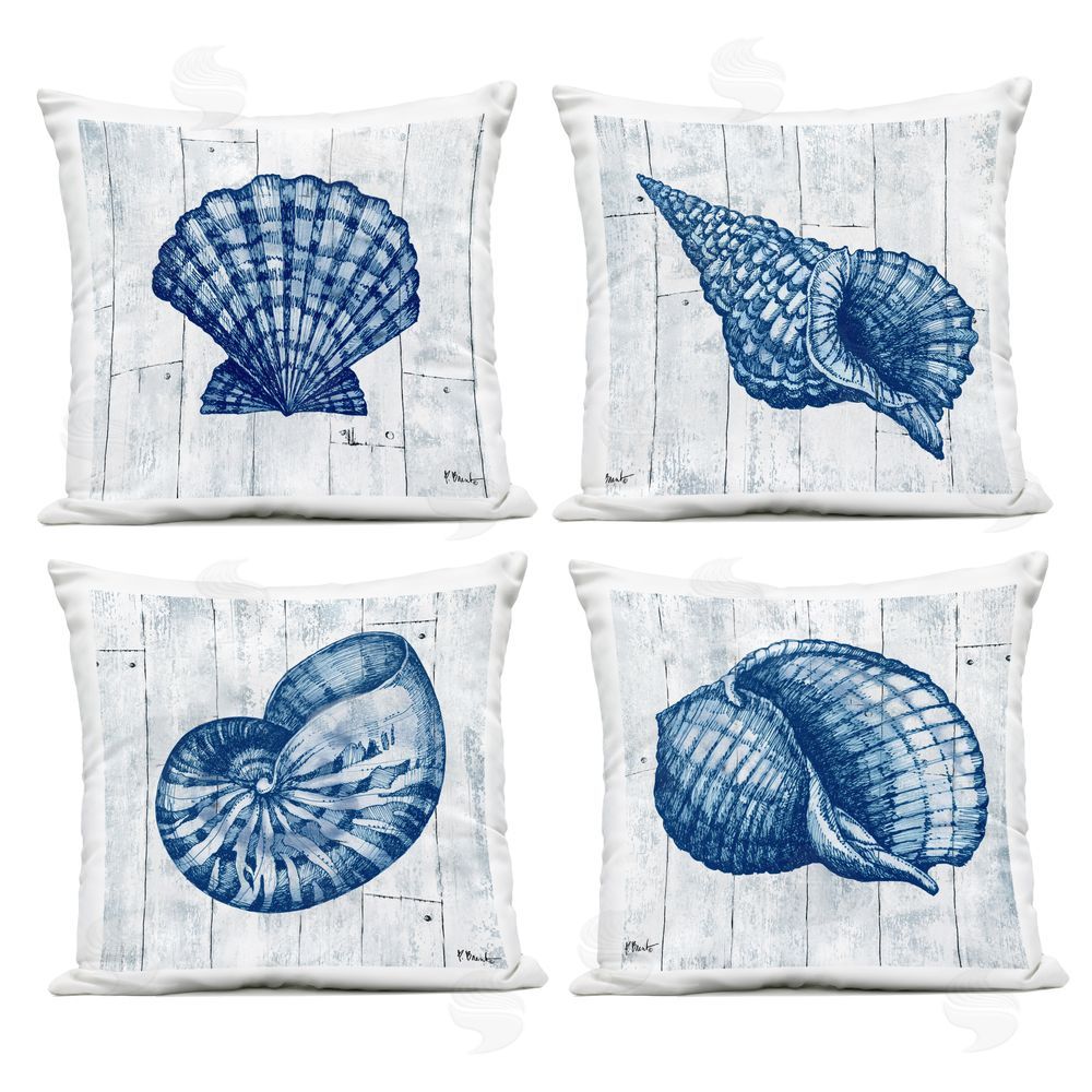 Paul Brent Coastal Timberland Seashells Outdoor Square Printed Throw Pillow